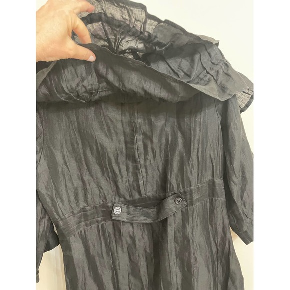 Simon Chang Black Jacket Dress Ruffle Neck 3/4 sleeves SZ 10 Tunic Long Top - Picture 4 of 14